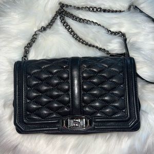 Rebecca Minkoff Black Quilted Love Crossbody Bag Signed by Rebecca Minkoff